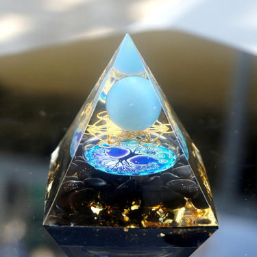 #40- Handmade Obsidian & Blue Lace Agate 'SERENITY' ORGONITE Pyramid